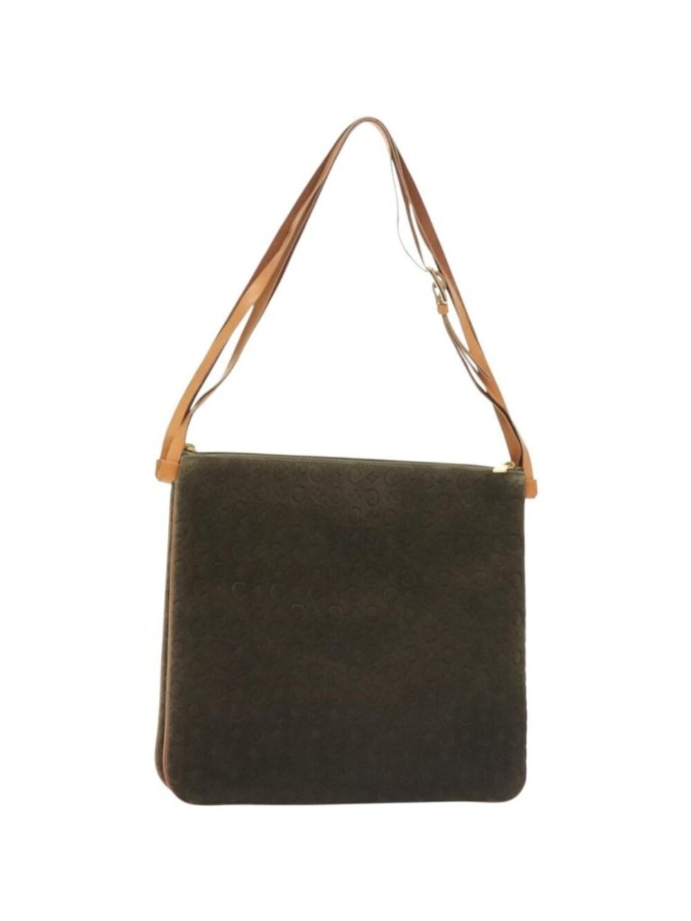 CELINE C Macadam Canvas Shoulder Bag Suede Brown Gold